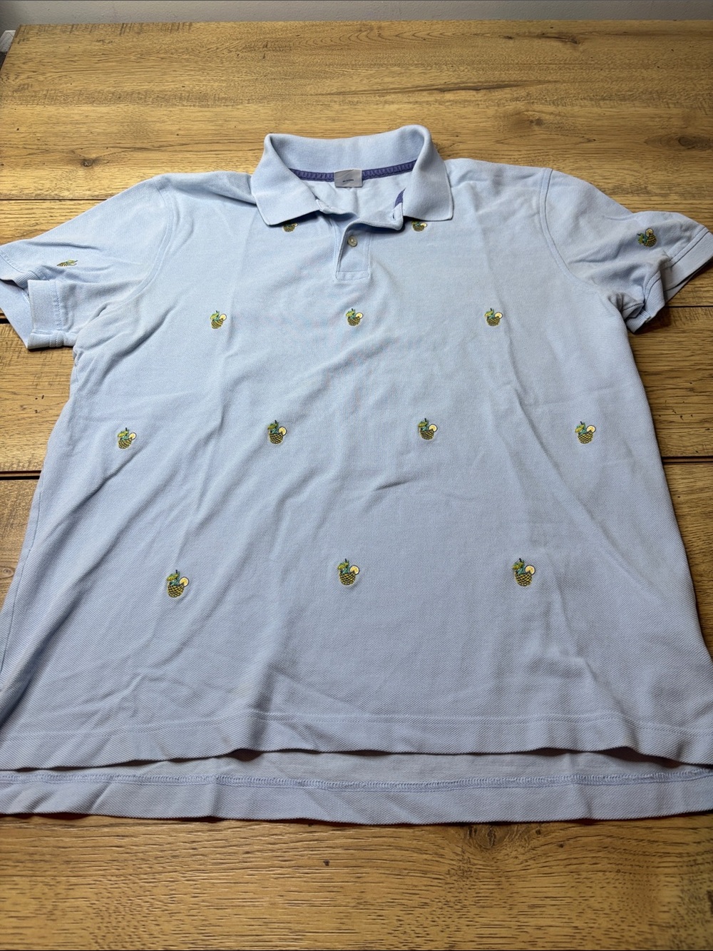 Men’s Brooks Brothers Light Blue Pineapple-Embroidered Polo Shirt Size XL